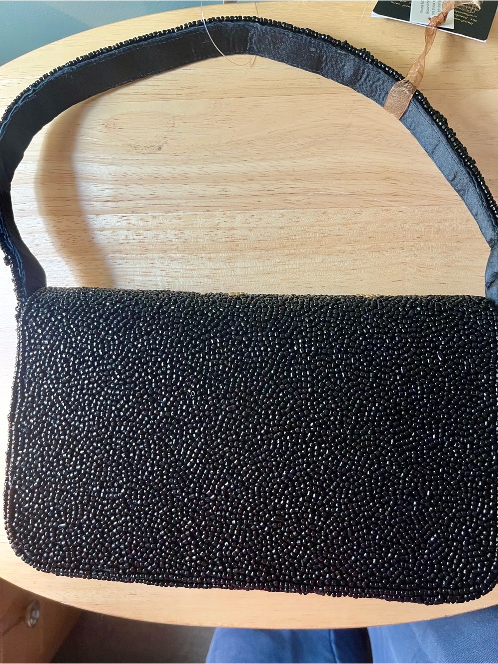 Marshalls Black Beaded Shoulder Bag with Gold & Pink Accents - Picture 3 of 5